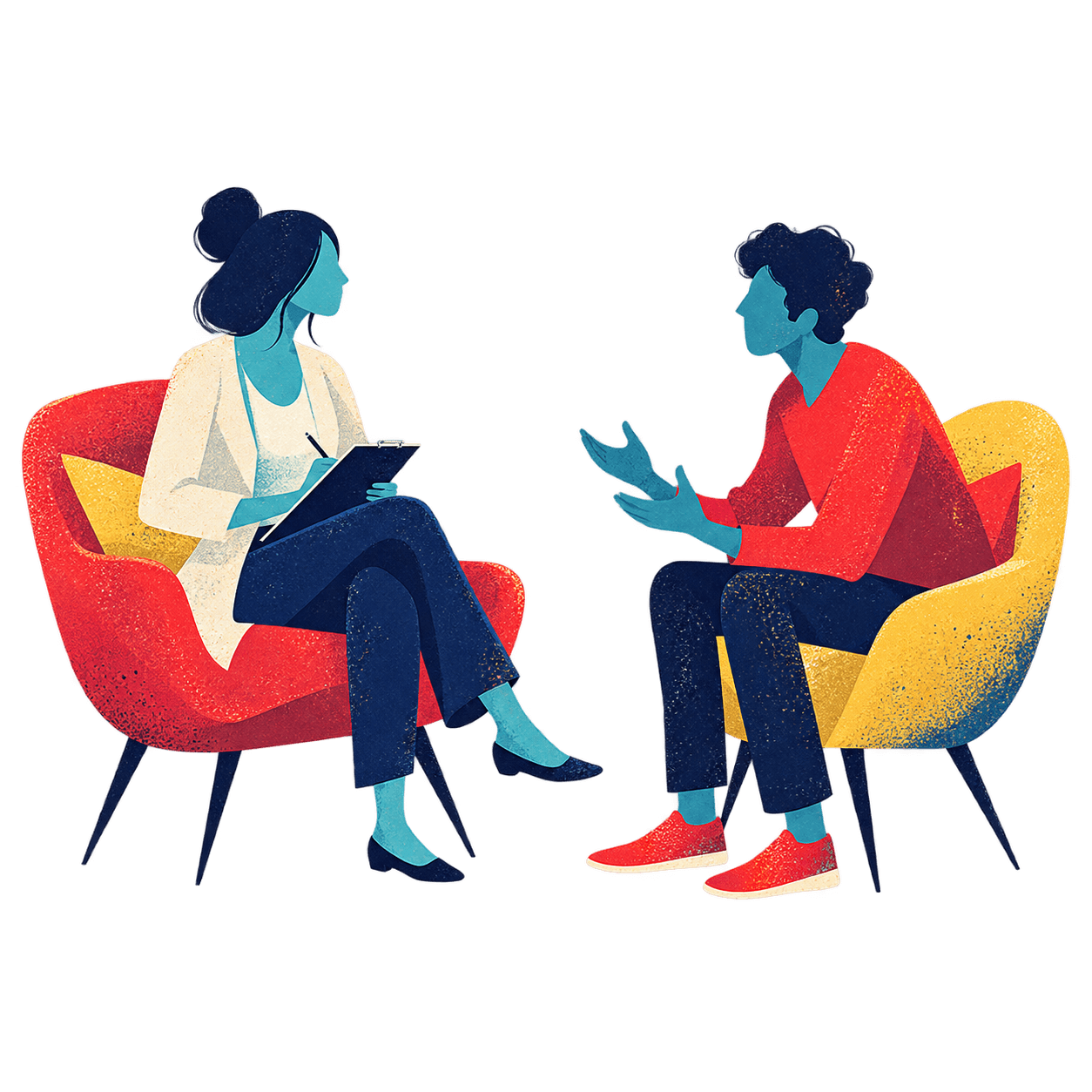 A therapist speaking with a client